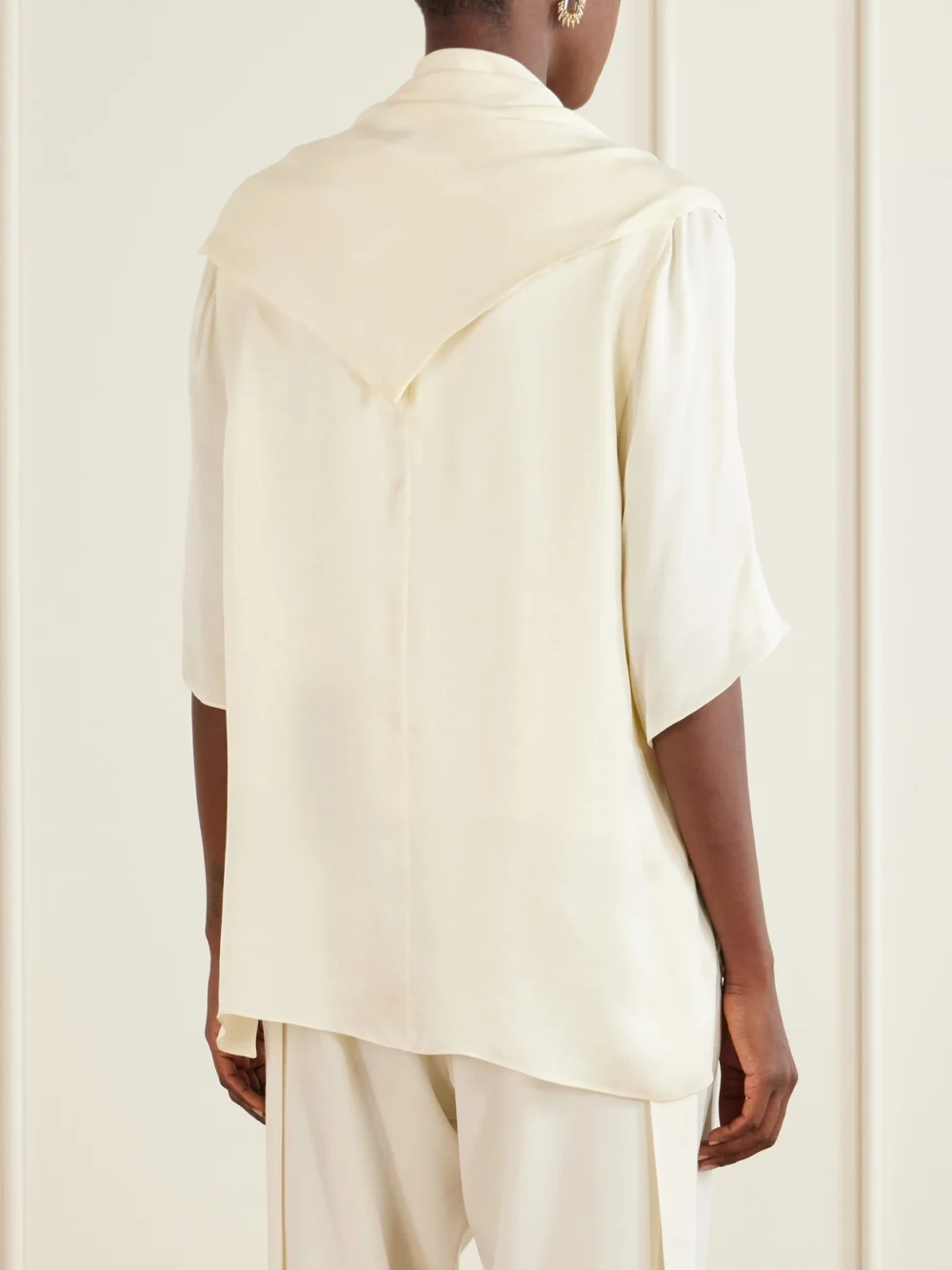 Back view of the Sharon Wauchob Anita Scarf-detailed Satin T-shirt