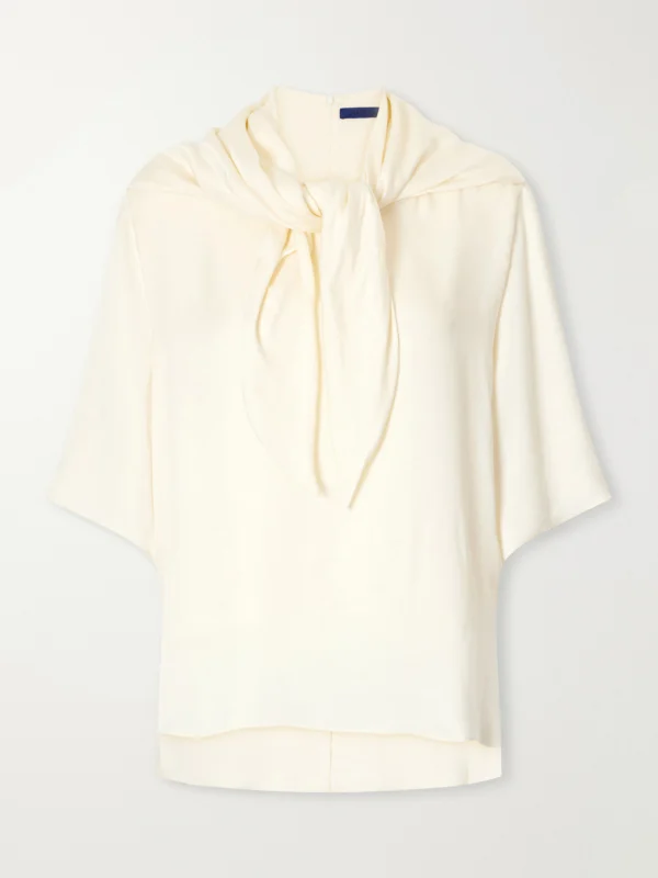 Sharon Wauchob Anita Scarf-detailed Satin T-shirt