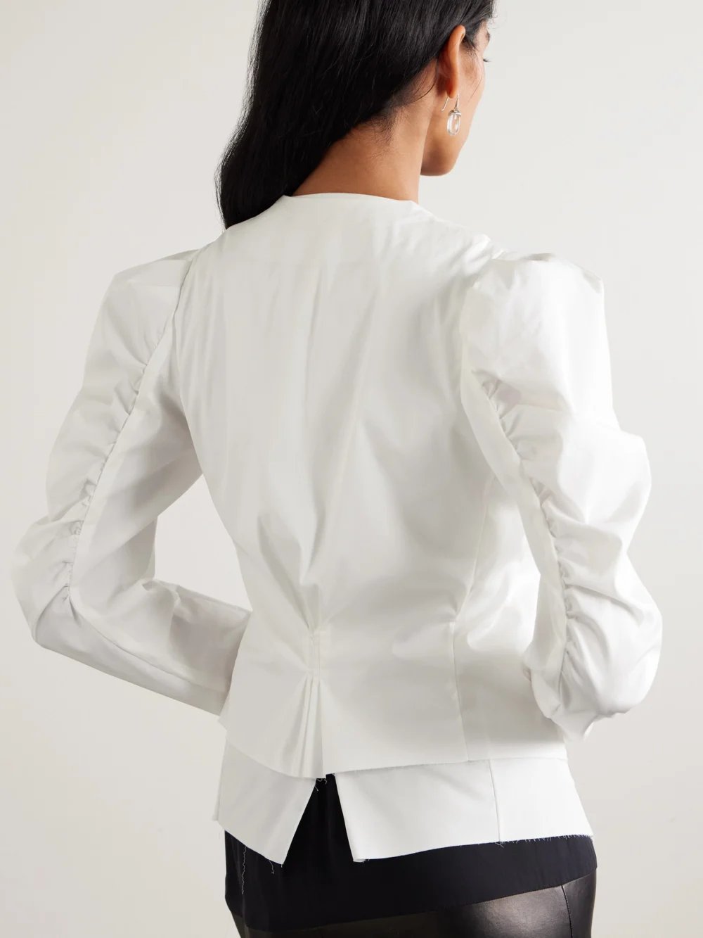 Back view of the Sharon Wauchob Bann Tie-detailed Gathered Cotton-poplin Shirt