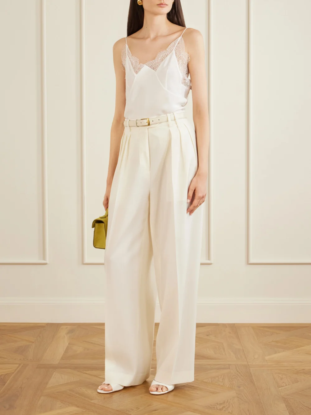 Sharon Wauchob Capucines Scalloped Lace-trimmed Silk Crepe De Chine Camisole, worn by a model