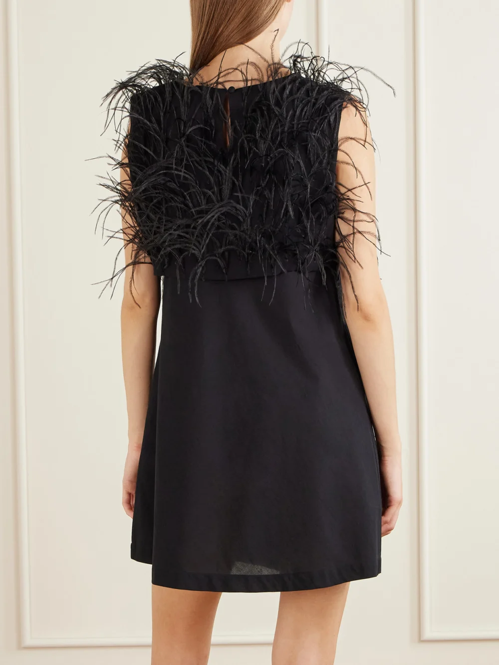 Back view of the Sharon Wauchob Cato Feather-trimmed Silk Tank