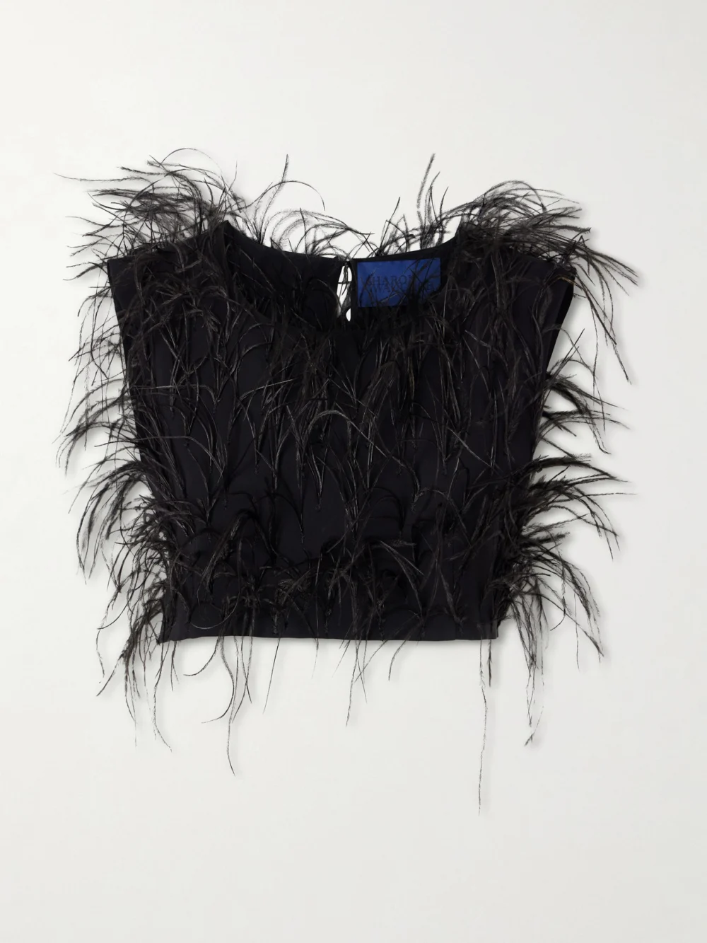 Sharon Wauchob Cato Feather-trimmed Silk Tank in black