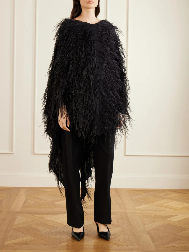 Sharon Wauchob Feathers-embellished Silk Cape
