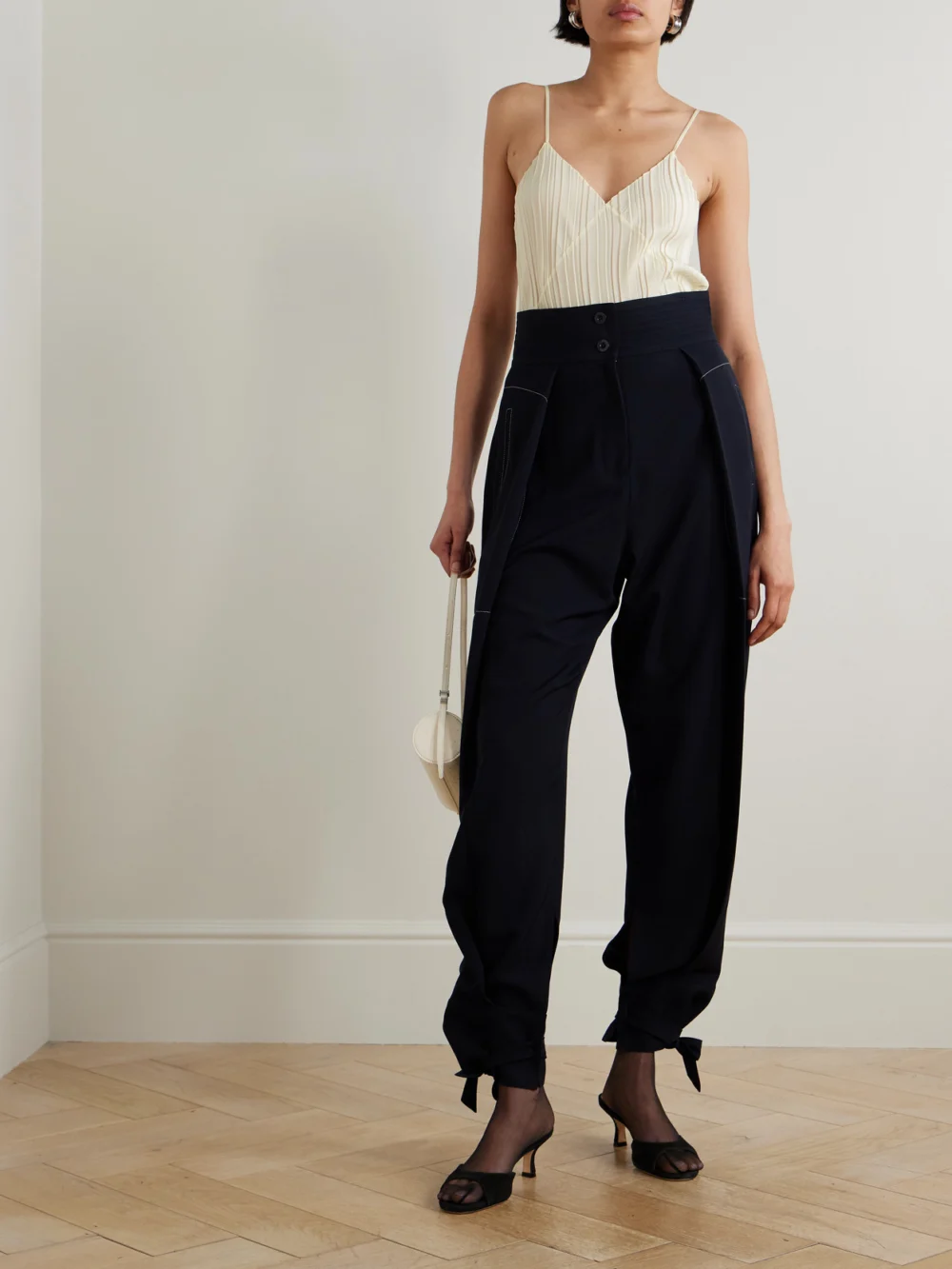 Sharon Wauchob Kaya Plissé-crepe De Chine Camisole, worn by a model