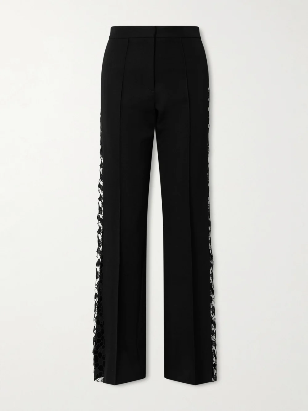 Sharon Wauchob Lace-trimmed Cotton and Silk-blend Straight-leg Pants in black