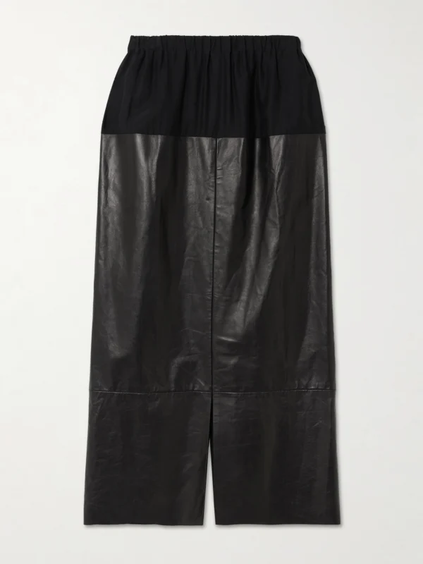 Sharon Wauchob Laure Paneled Silk-jersey and Leather Midi Skirt