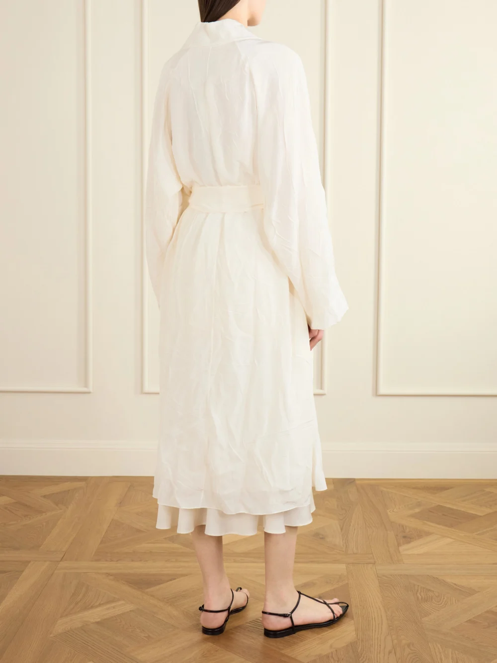 Back view of the Sharon Wauchob Lee Belted Silk-blend Trench Coat