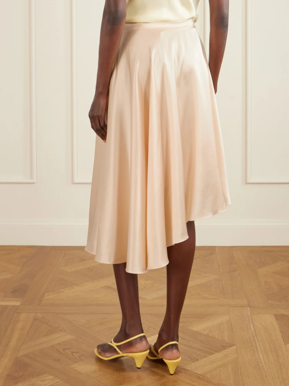 Back view of the Sharon Wauchob Oly Asymmetric Satin Skirt