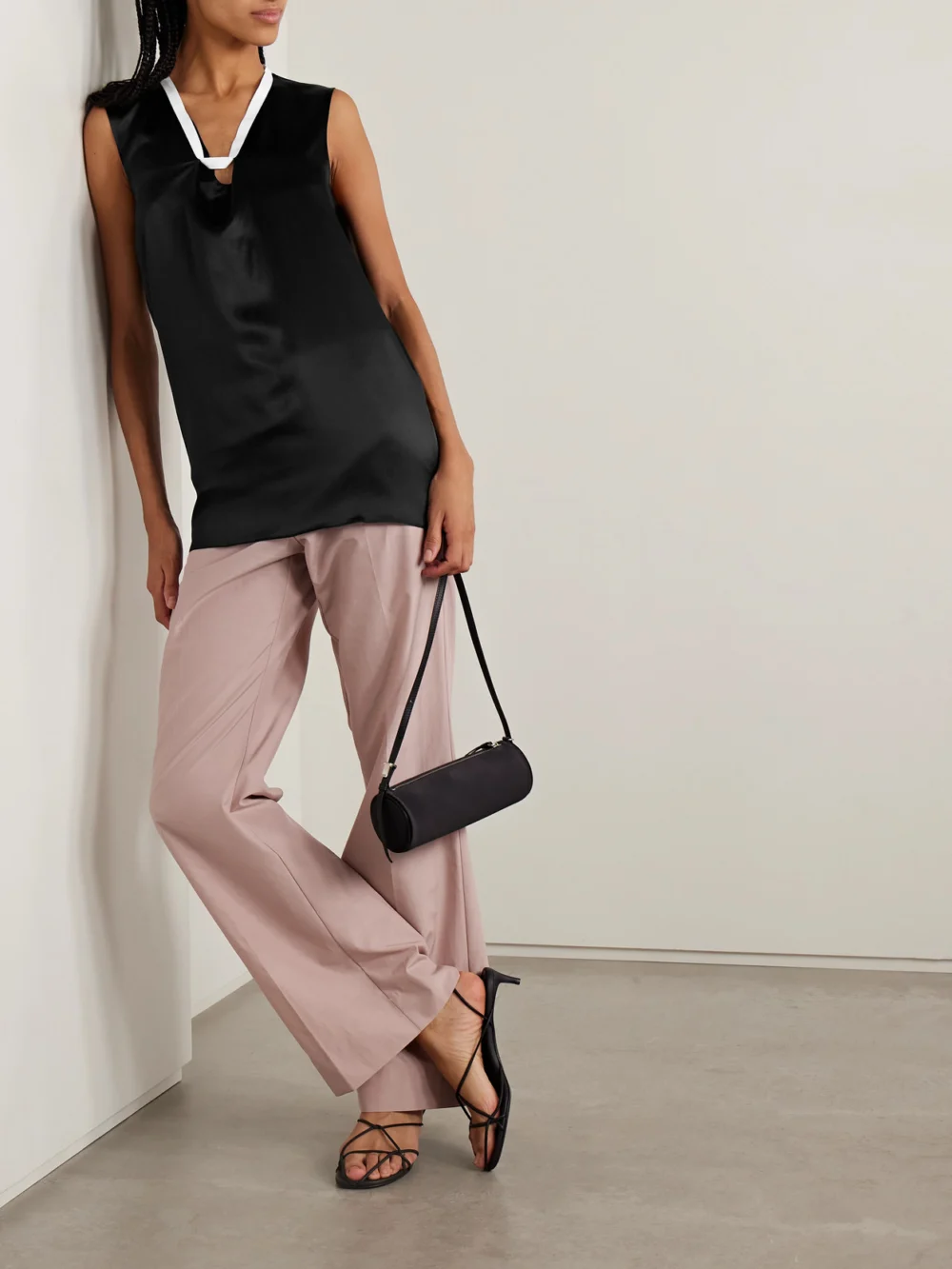 Sharon Wauchob Poutou Grosgrain-trimmed Silk Top, worn by a model