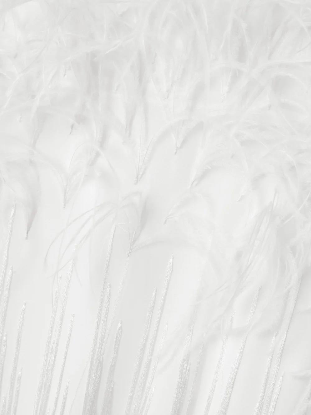 Close-up detail of the Sharon Wauchob Ros Feather-embellished Fringed Silk-tulle Mini Dress