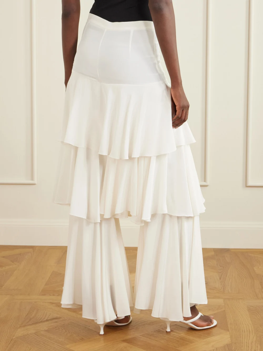 Back view of the Sharon Wauchob Ruffled Silk Wide-leg Pants