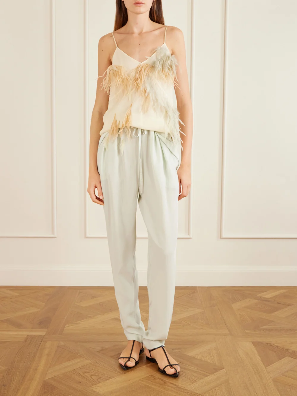 Sharon Wauchob The Vardar Silk-blend Straight-leg Pants, worn by a model