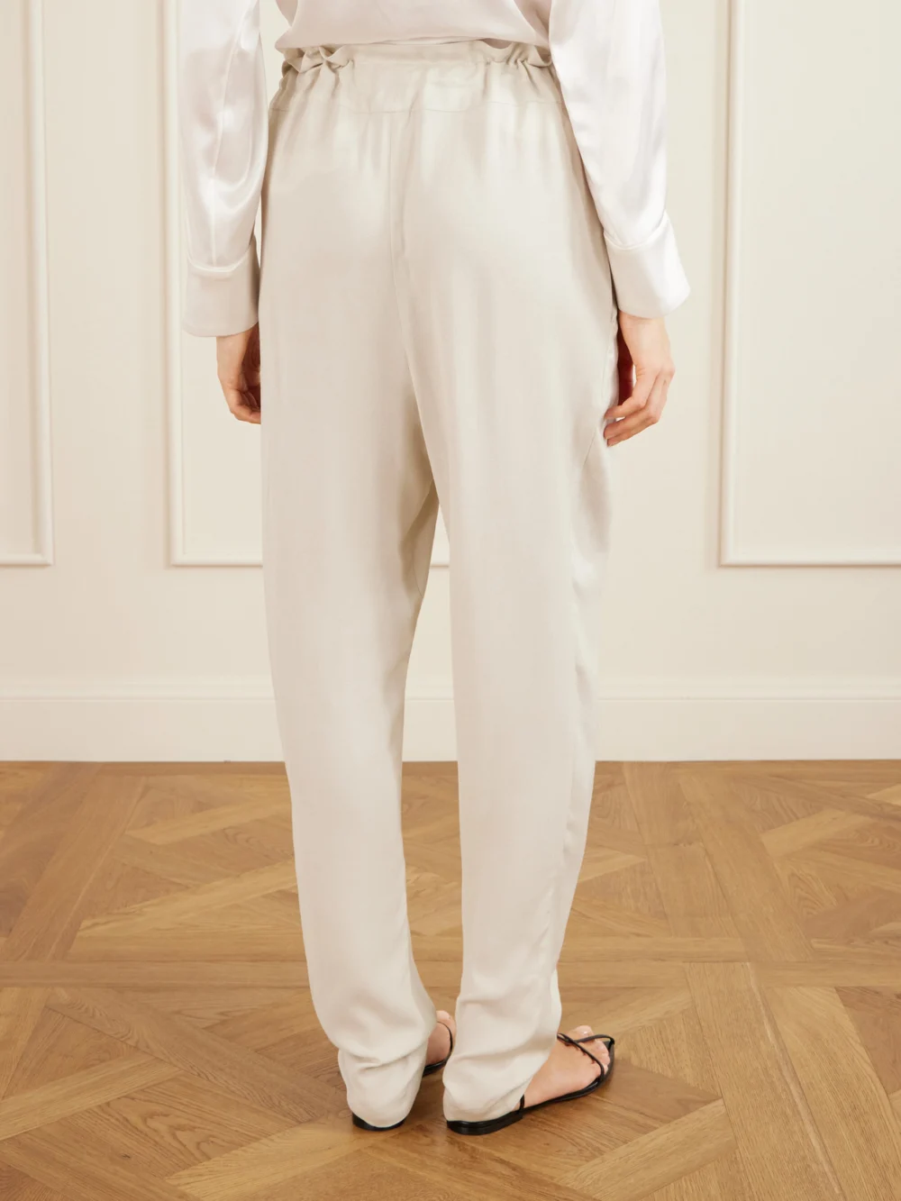 Back view of the Sharon Wauchob The Vardar Silk-blend Straight-leg Pants