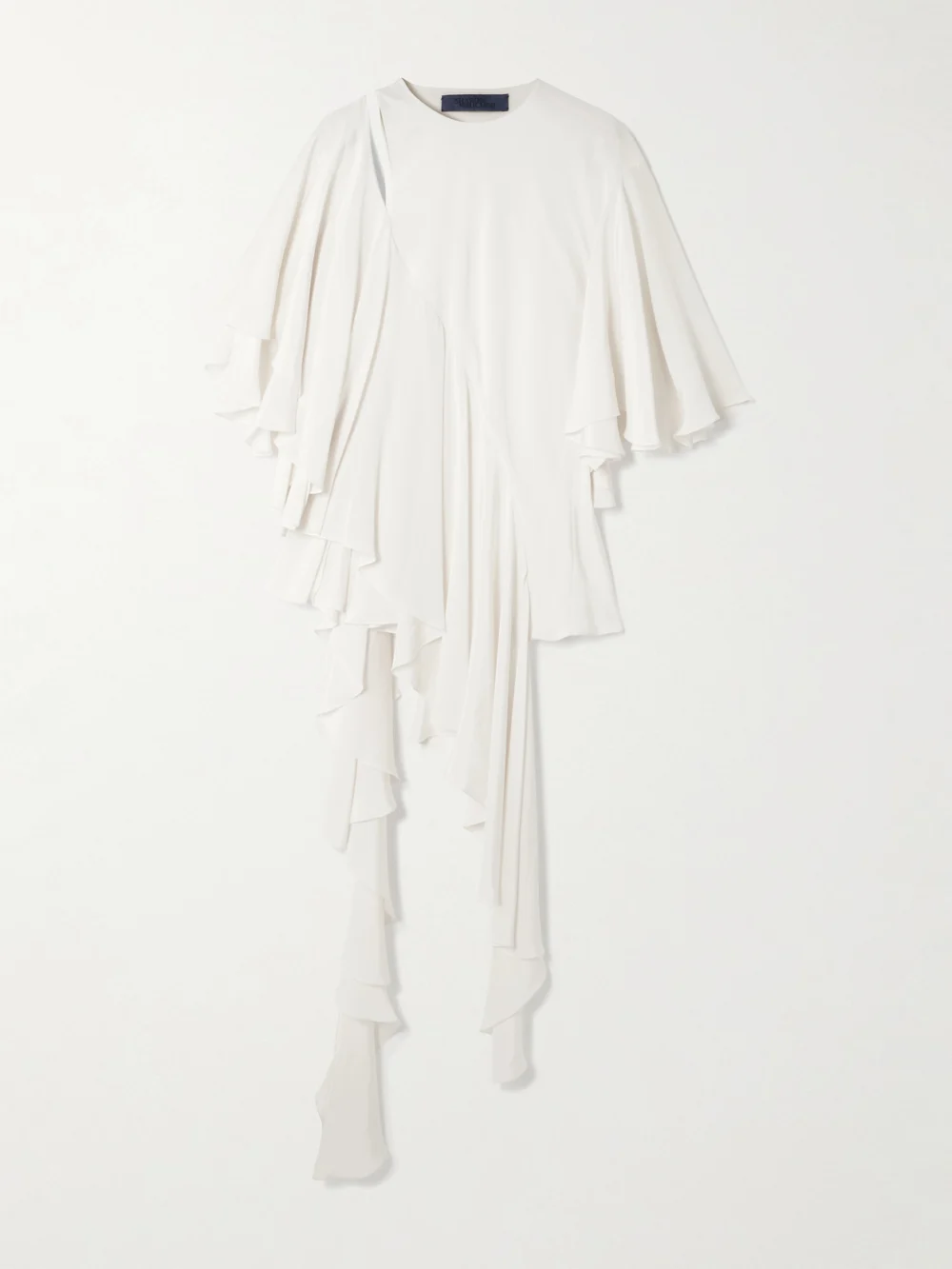 Sharon Wauchob Thea Asymmetric Ruffled Cutout Silk Top in ecru