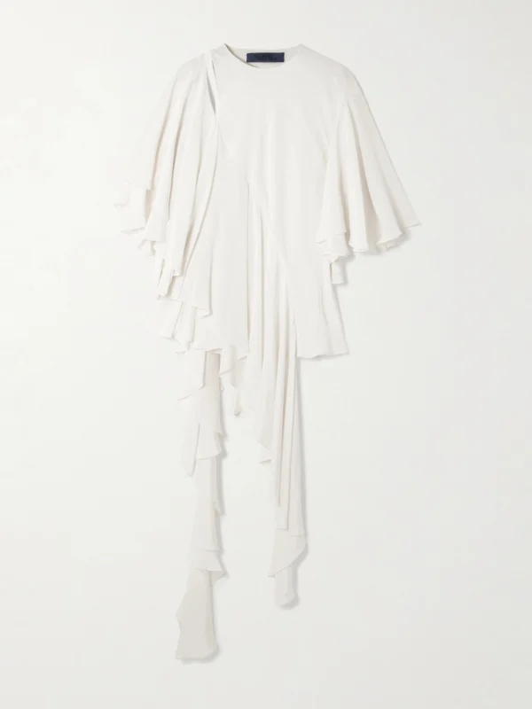 Sharon Wauchob Thea Asymmetric Ruffled Cutout Silk Top