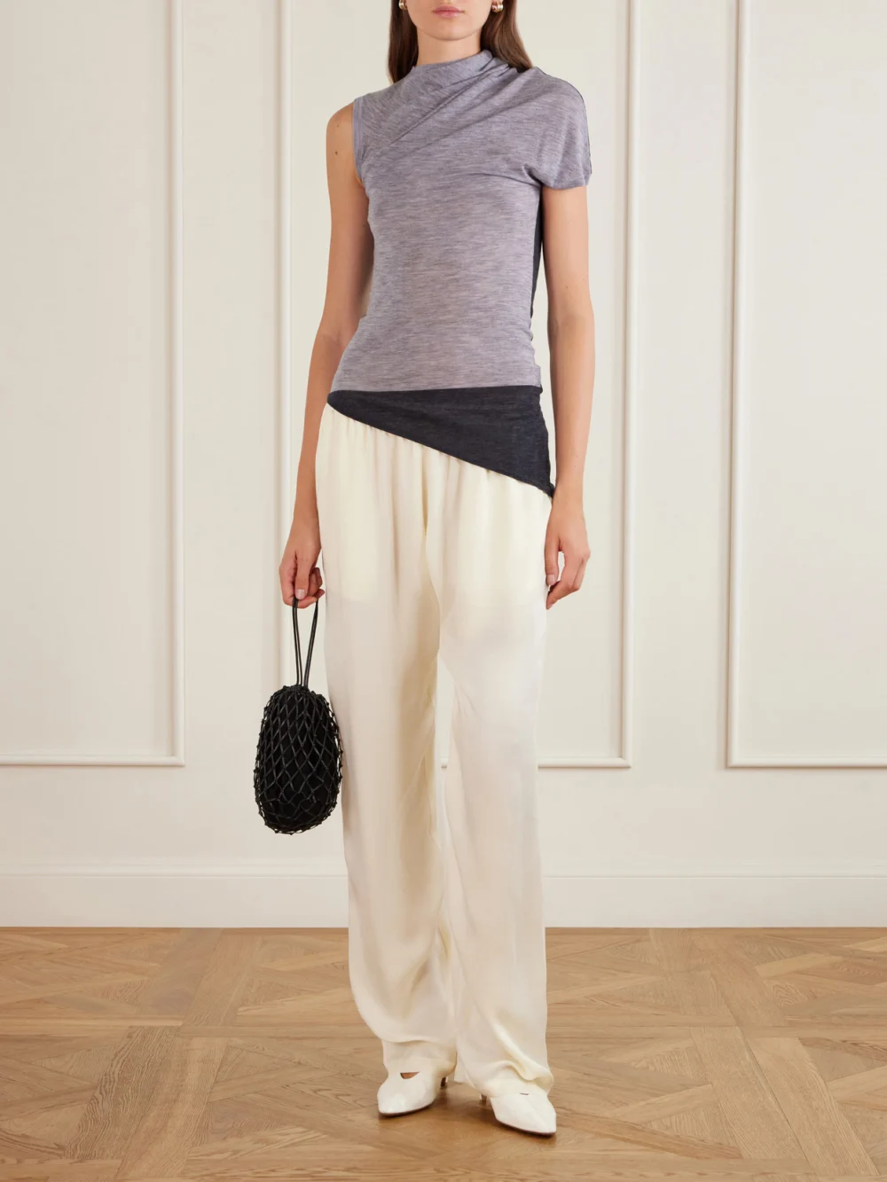 Sharon Wauchob Willla Asymmetric Wool Tank, worn by a model