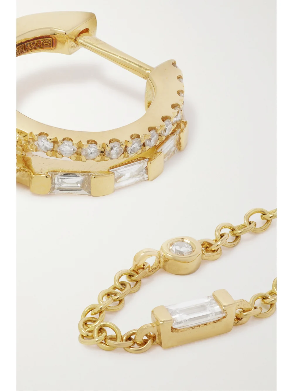 Close-up detail of the Shay 18-karat Gold Diamond Hoop Earrings