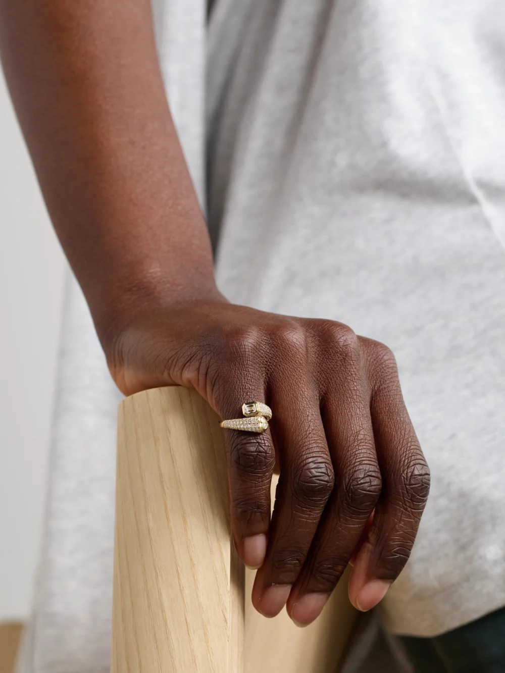 Shay 18-karat Gold Diamond Pinky Ring, styled view