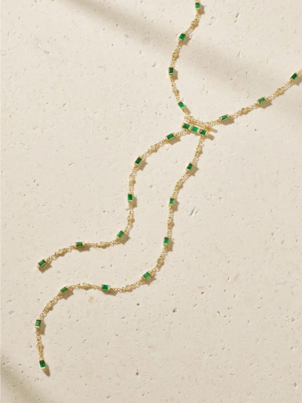 Shay 18-karat Gold, Emerald and Diamond Necklace