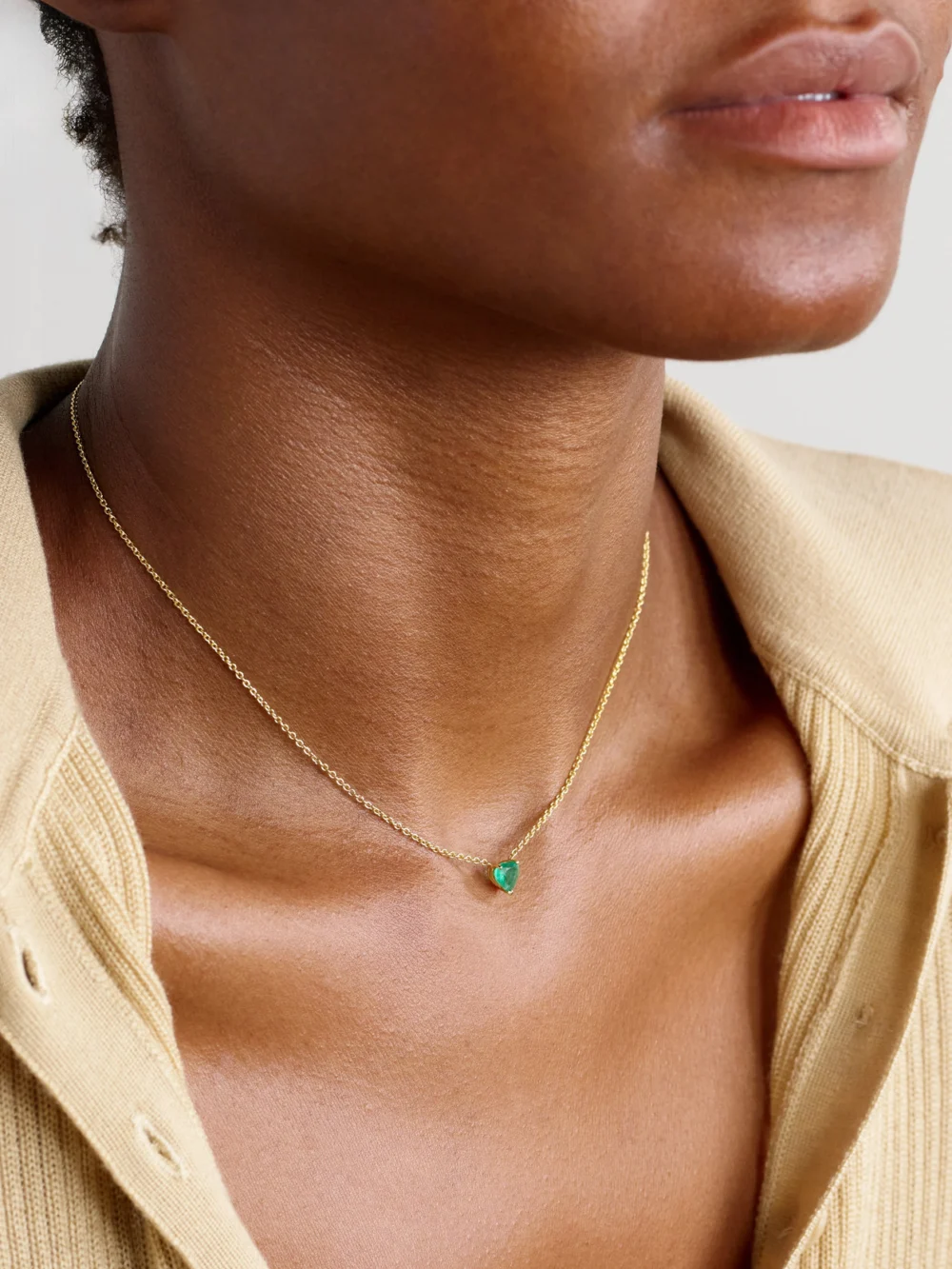 Shay 18-karat Gold Emerald Necklace, styled view