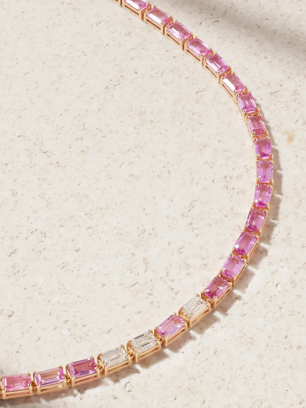 Shay 18-karat Rose Gold Sapphire and Diamond Tennis Necklace in pink