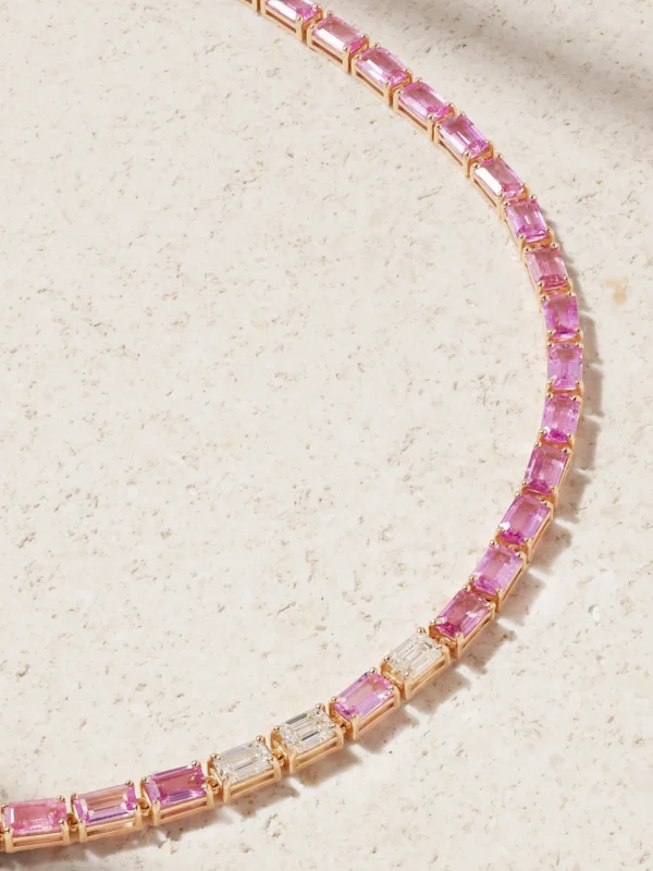 Shay 18-karat Rose Gold Sapphire and Diamond Tennis Necklace