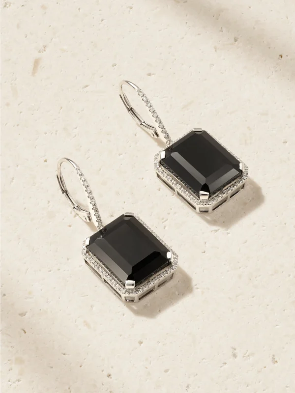 Shay 18-karat White Gold, Onyx and Diamond Earrings