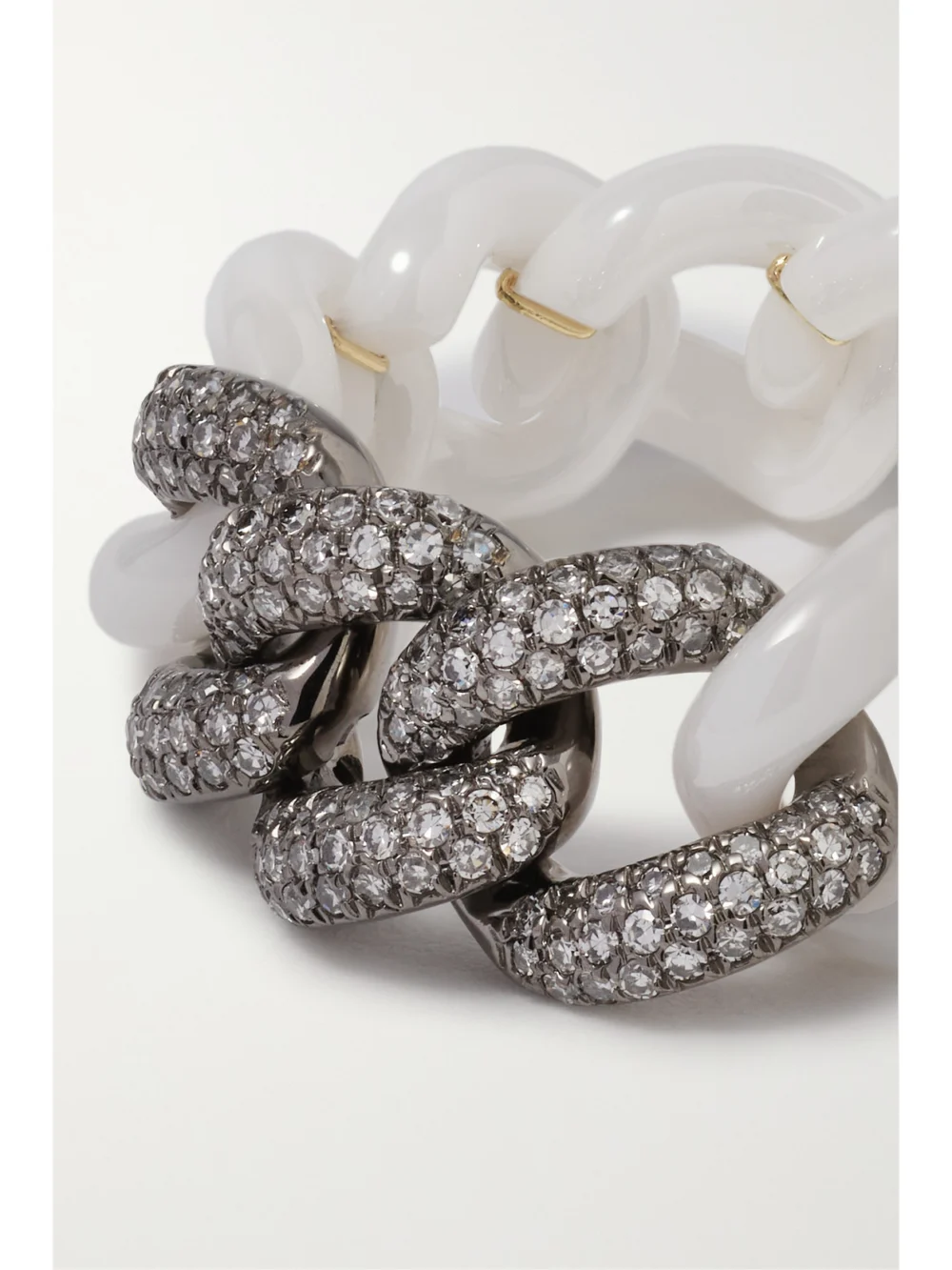 Close-up detail of the Shay Ceramic, 18-karat Blackened Gold and Diamond Ring