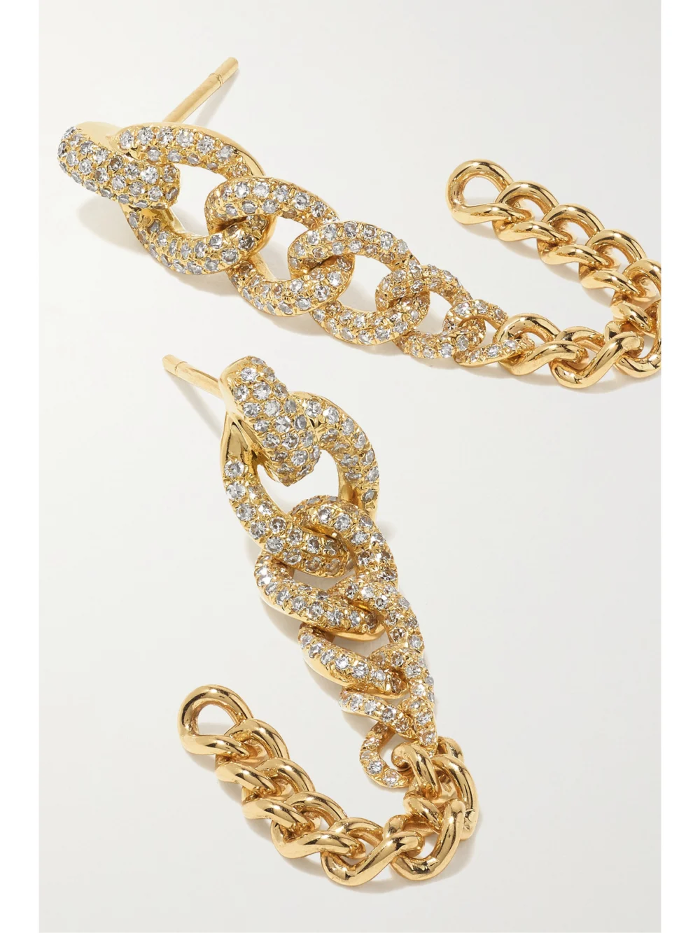 Close-up detail of the Shay Convertible 18-karat Gold Diamond Earrings