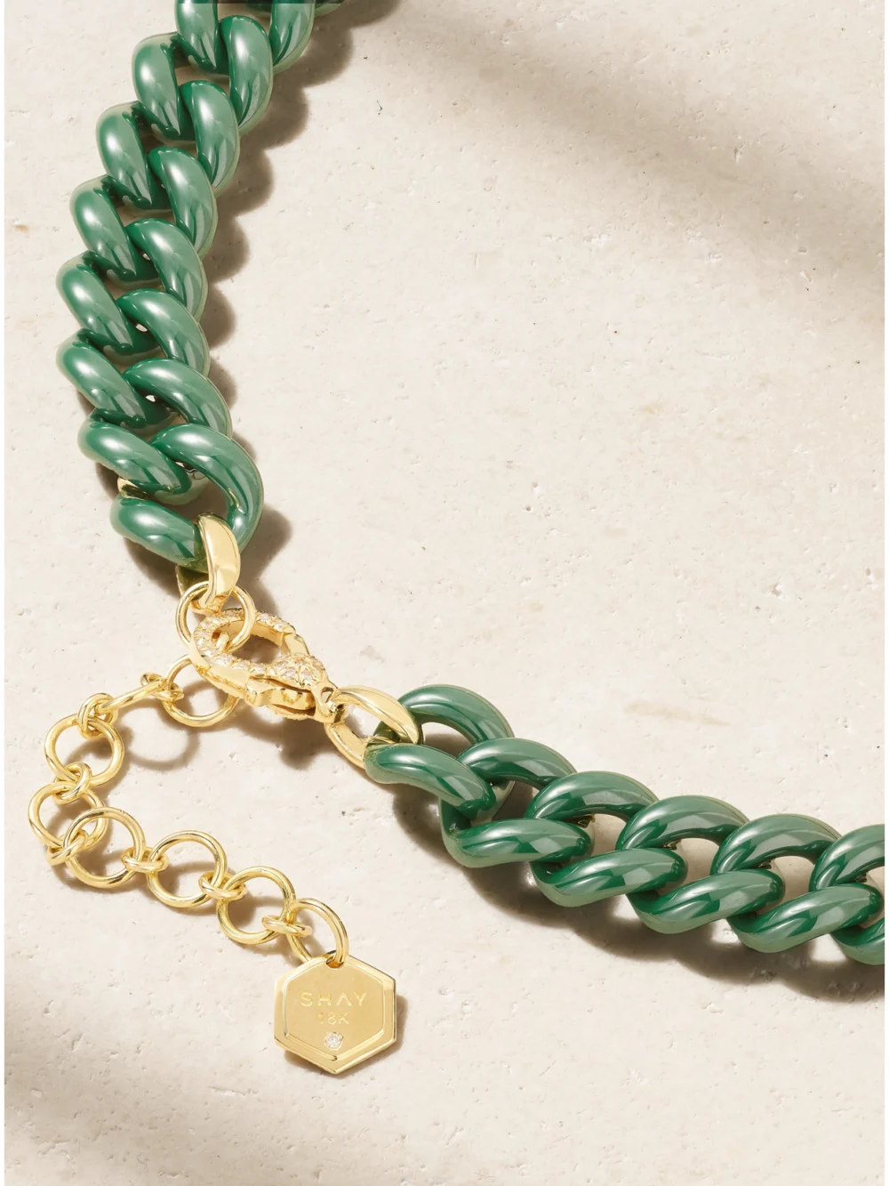 Back view of the Shay Essential Link 18-karat Gold, Ceramic and Diamond Necklace