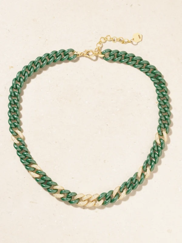 Shay Essential Link 18-karat Gold, Ceramic and Diamond Necklace