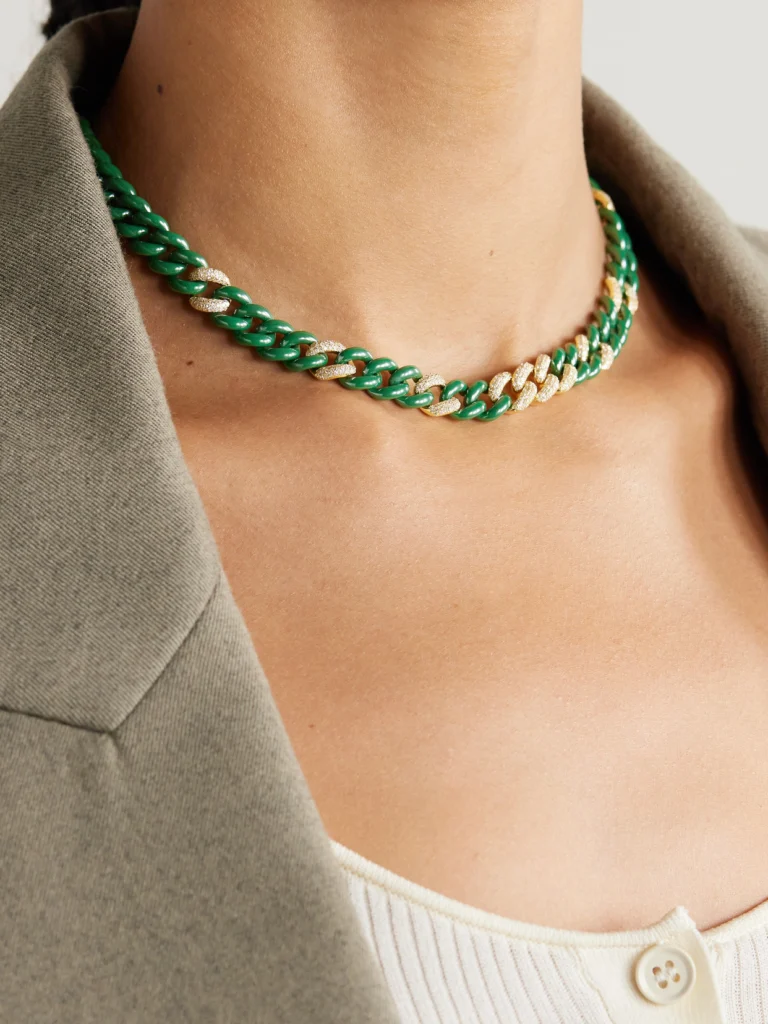 Shay Essential Link 18-karat Gold, Ceramic and Diamond Necklace
