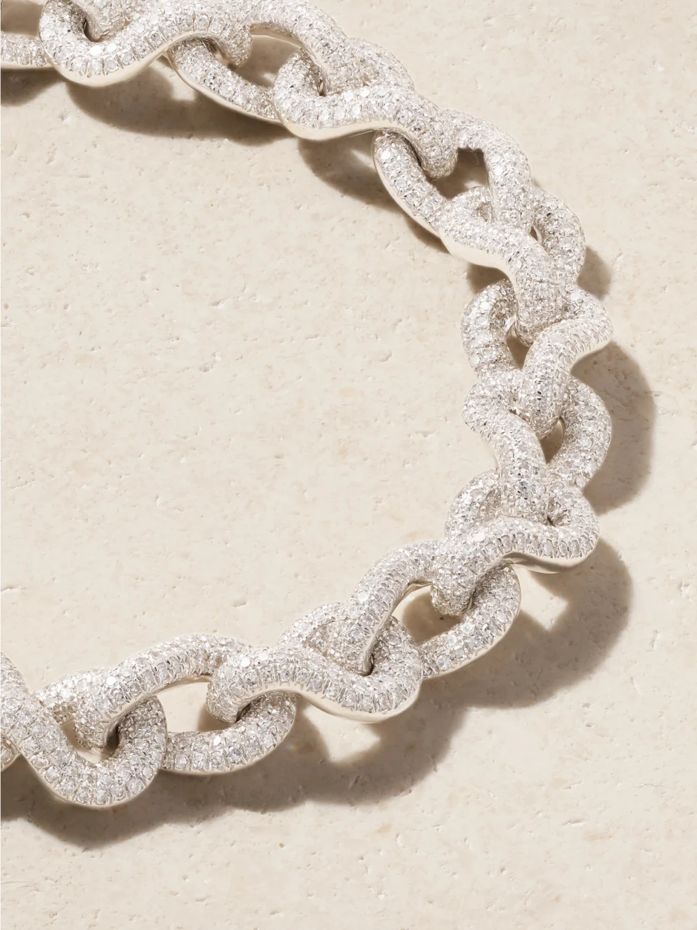 Close-up detail of the Shay Infinity Link 18-karat White Gold Diamond Bracelet