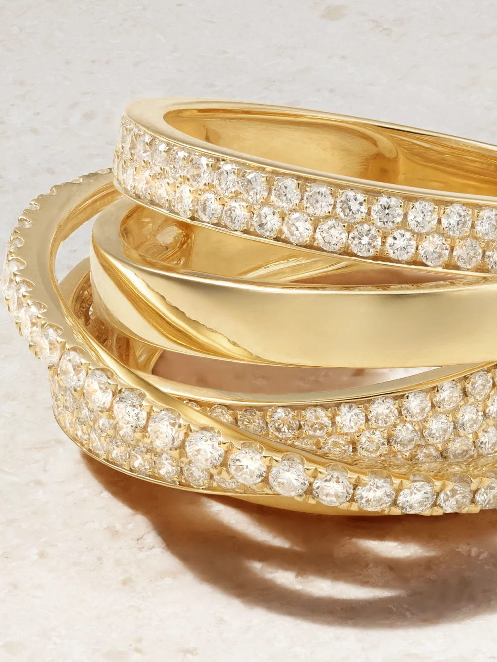 Close-up detail of the Shay Orbit 18-karat Gold Diamond Ring
