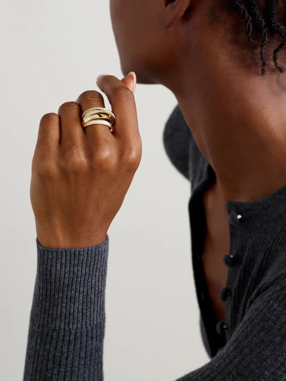 Shay Orbit 18-karat Gold Diamond Ring, styled view