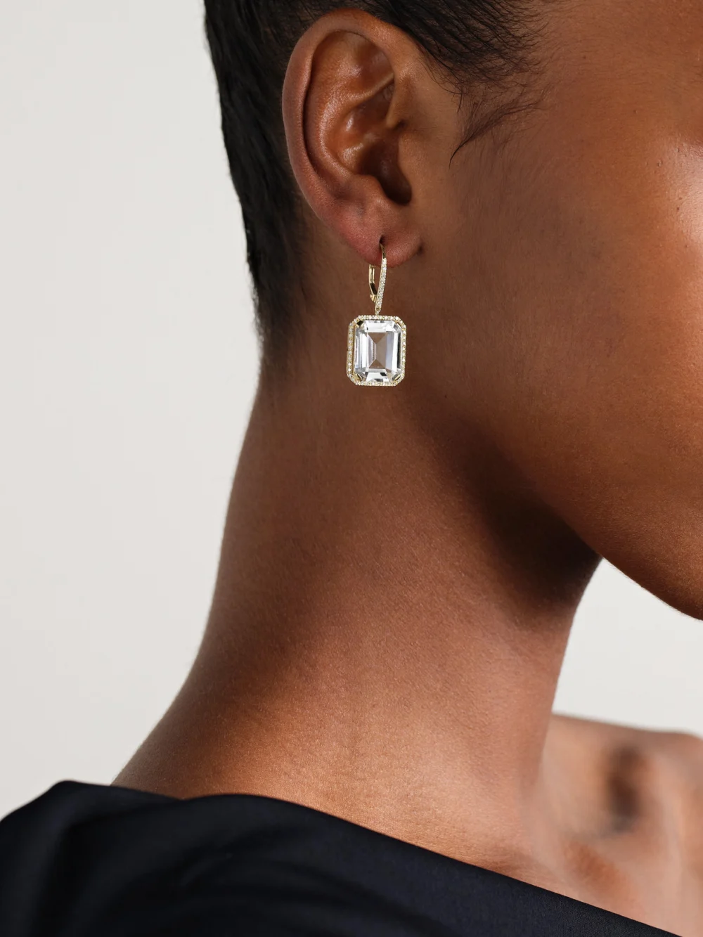 Shay Portrait 18-karat Gold, Topaz and Diamond Earrings, styled view