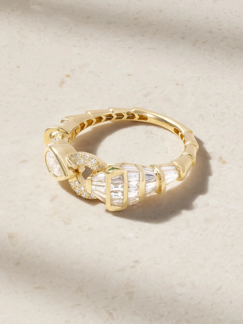 Shay Serpentine 18-karat Gold, Diamond and Garnet Ring in 6