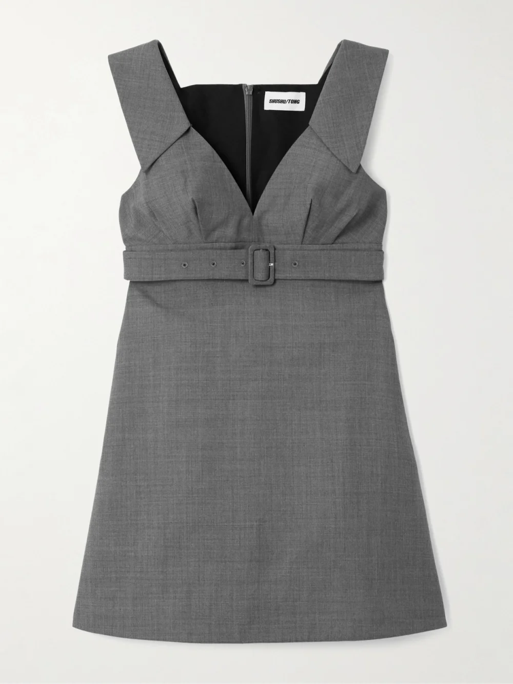Shushu/Tong Belted Woven Mini Dress in gray