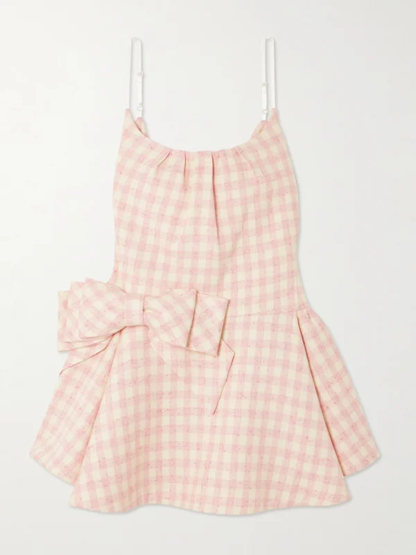 Shushu/Tong Bow-detailed Checked Tweed Mini Dress