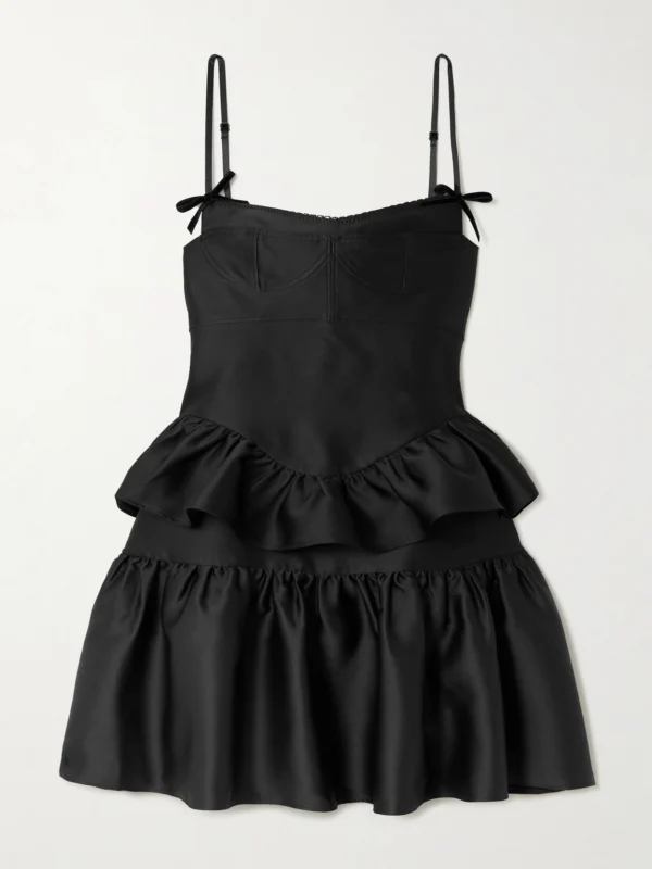 Shushu/Tong Bow-detailed Ruffled Mikado Mini Dress