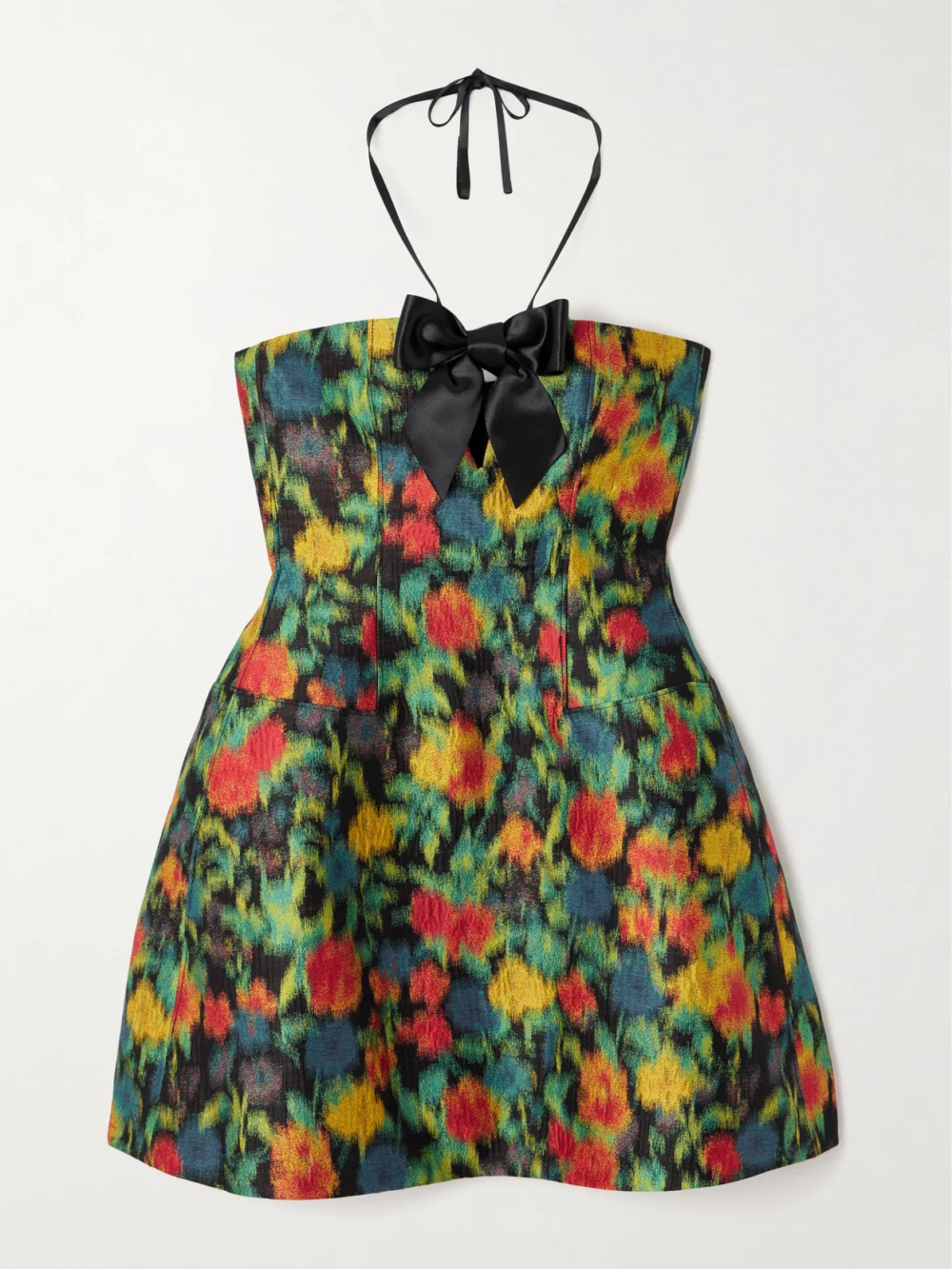 Shushu/Tong Bow-embellished Brocade Mini Dress in green