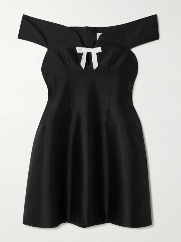 Shushu/Tong Bow-embellished Cutout Wool and Silk-blend Mini Dress