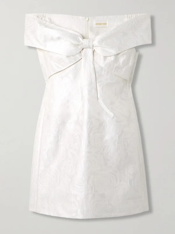 Shushu/Tong Cold-shoulder Bow-embellished Jacquard Mini Dress