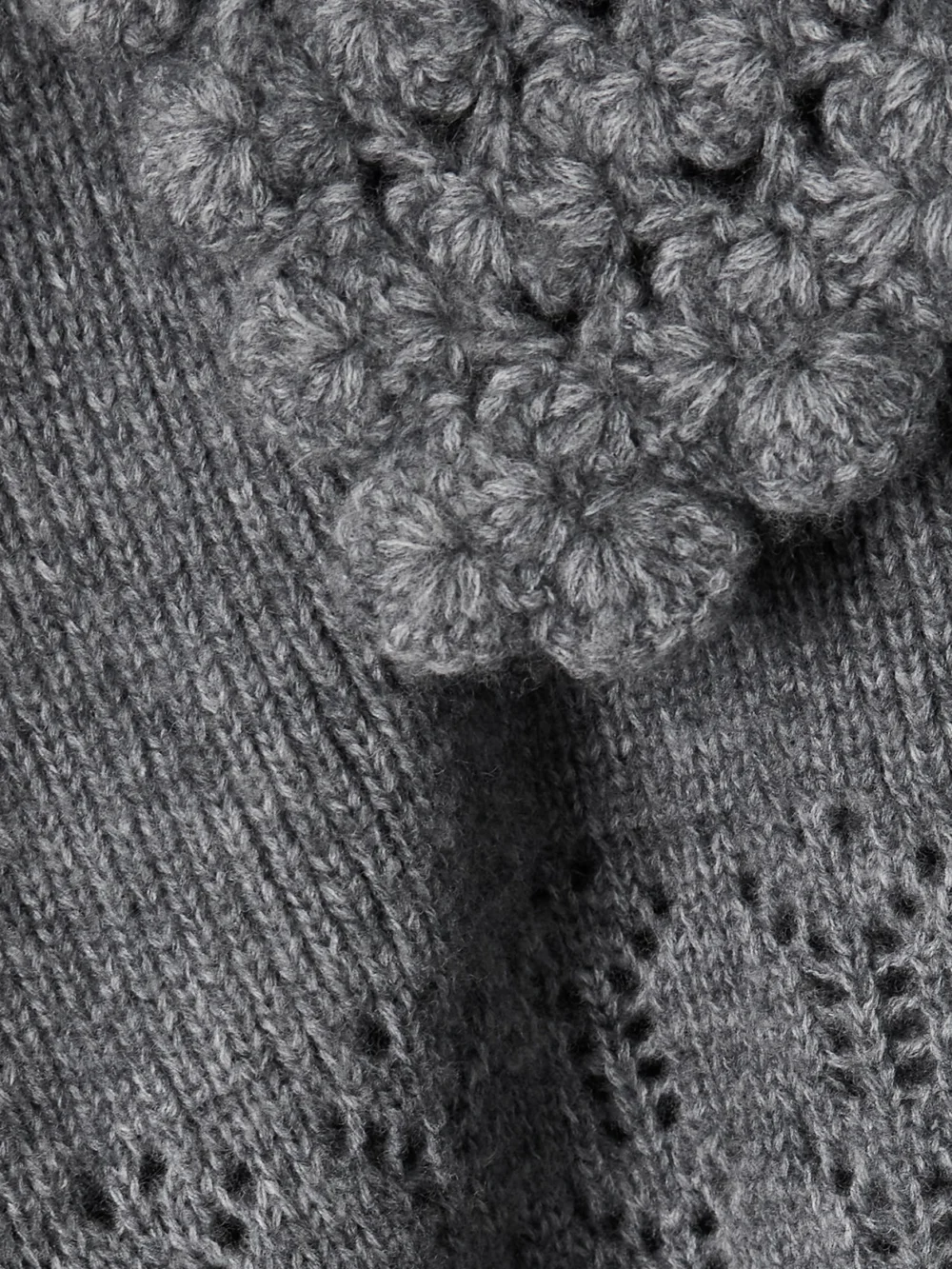 Close-up detail of the Shushu/Tong Cropped Pointelle-knit Wool-blend Cardigan