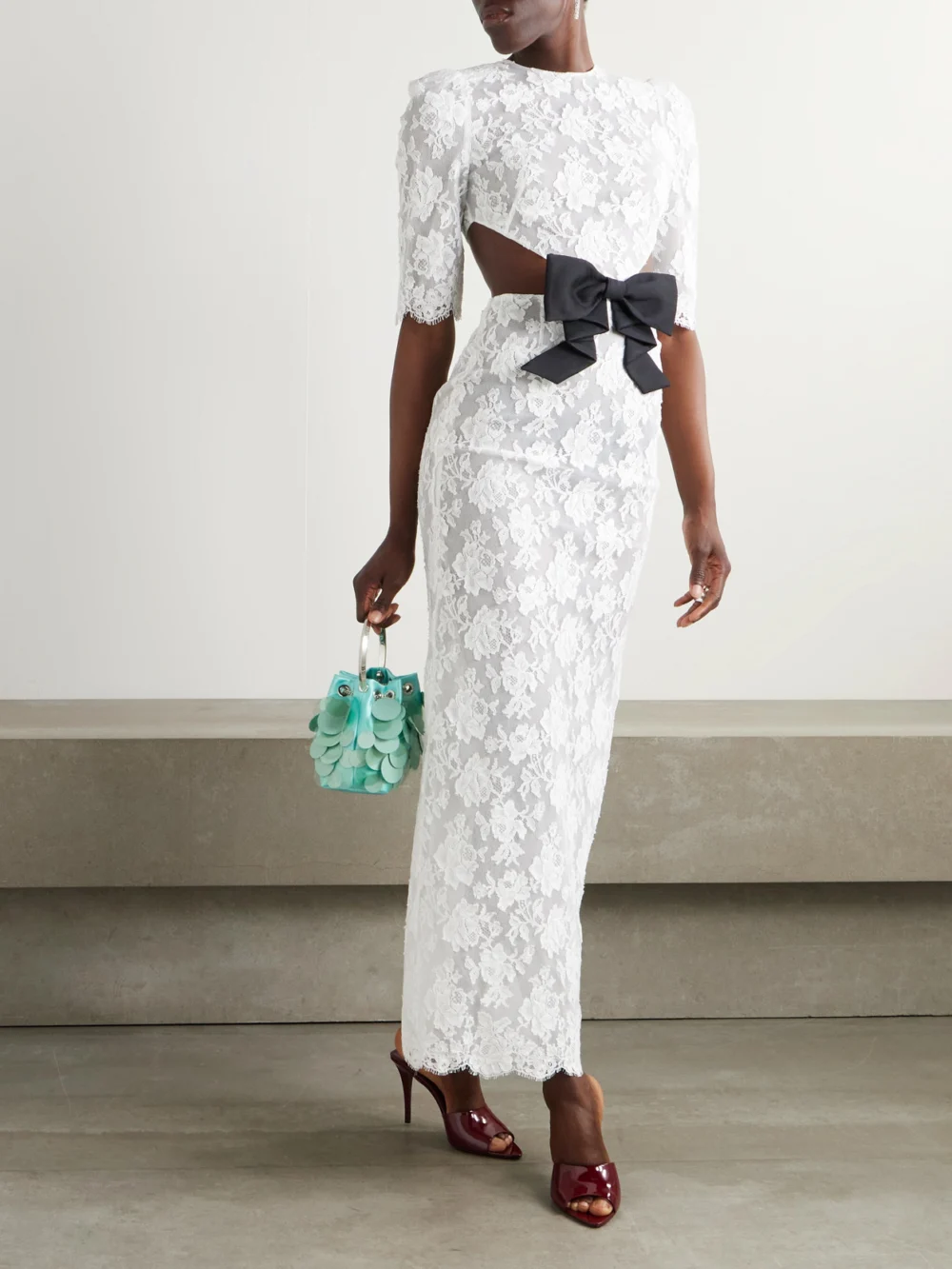 Shushu/Tong Cutout Bow-embellished Cotton-blend Lace Gown, worn by a model
