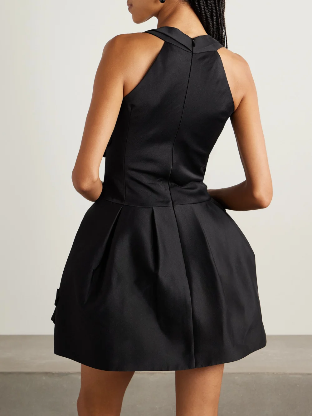 Back view of the Shushu/Tong Embellished Appliquéd Duchesse-satin Mini Dress