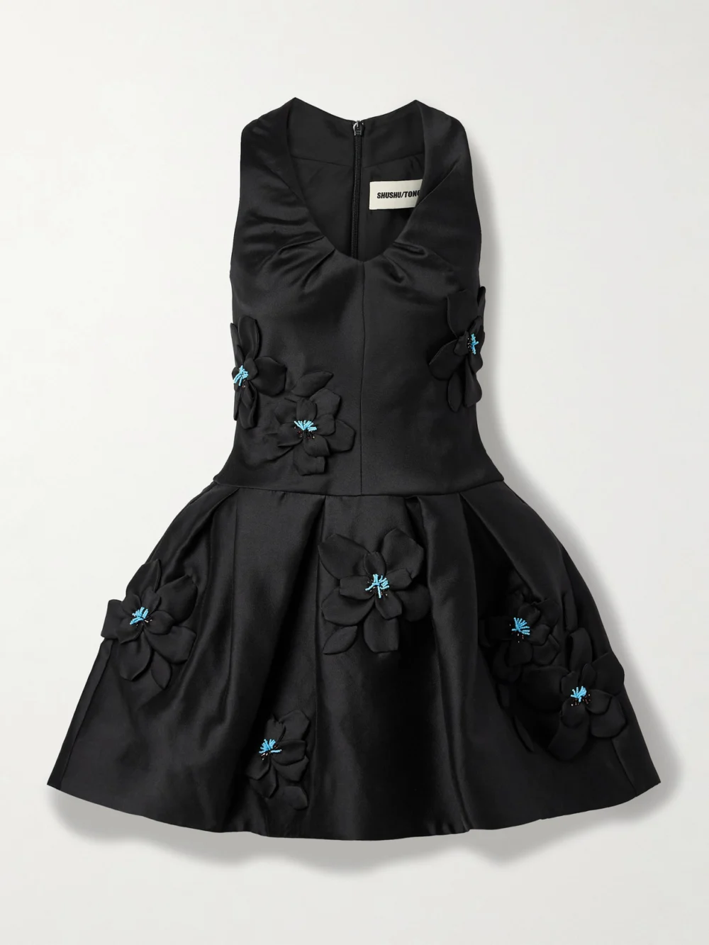Shushu/Tong Embellished Appliquéd Duchesse-satin Mini Dress in black