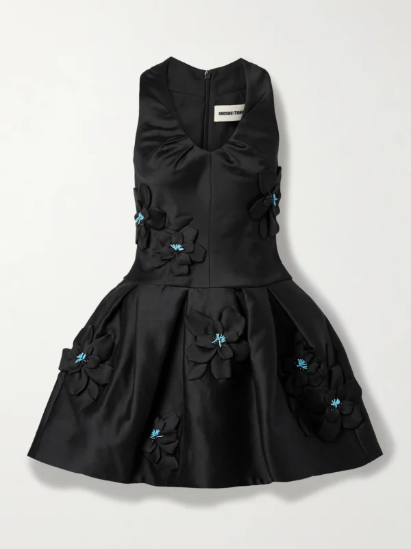 Shushu/Tong Embellished Appliquéd Duchesse-satin Mini Dress
