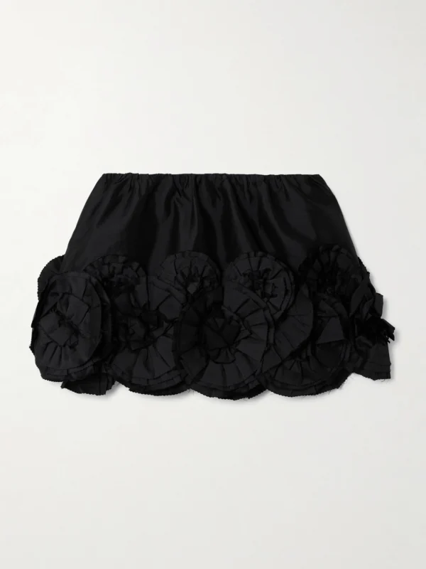 Shushu/Tong Floral-appliquéd Wool and Silk-blend Mini Skirt