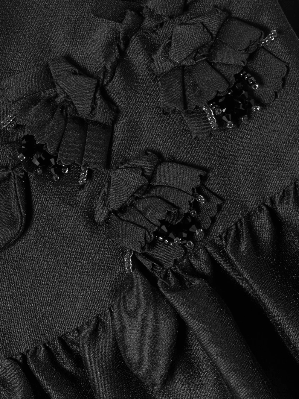 Close-up detail of the Shushu/Tong Gathered Appliquéd Bead-embellished Crepe Top